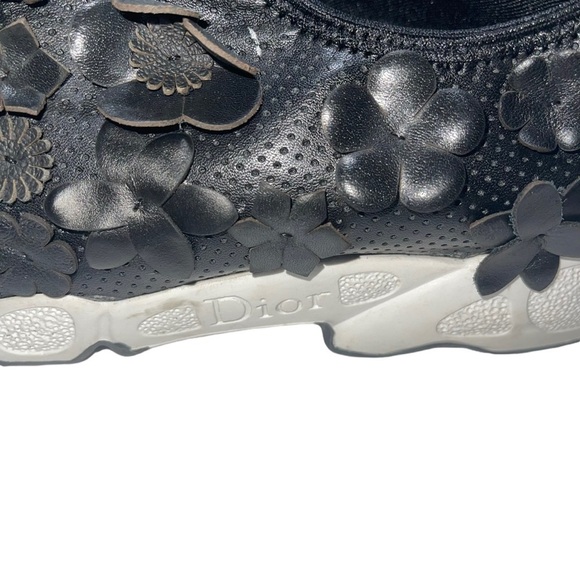 DIOR FUSION Sneakers Black Leather Textile Floral Canvas Shoes size 5.… - Picture 11 of 12
